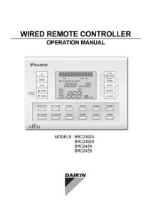 Daikin Wired Remote Controller Operation Manual - BRC23 & 24s